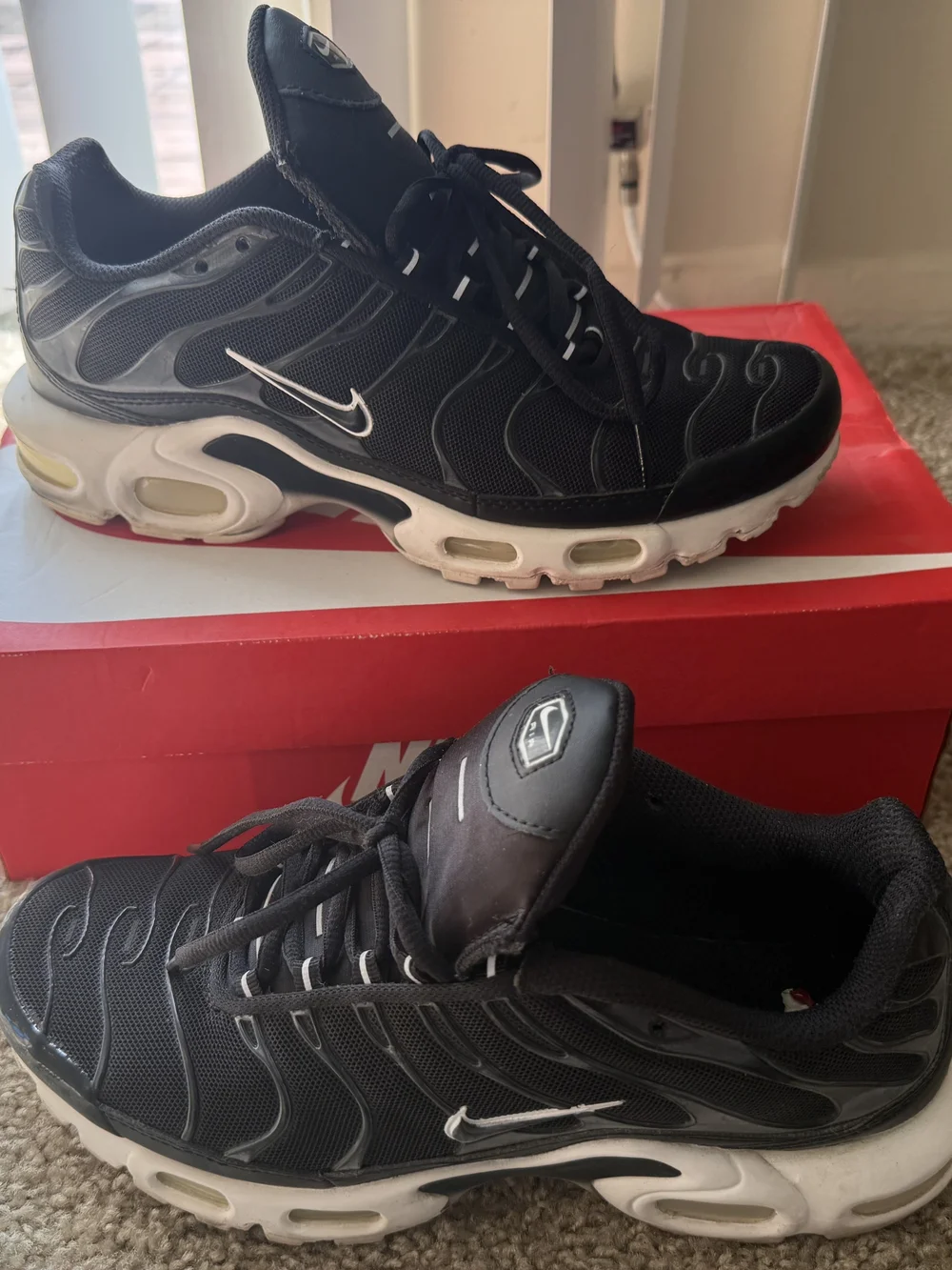 Nike Women’s Black and White TN-Style Air Max Sneakers